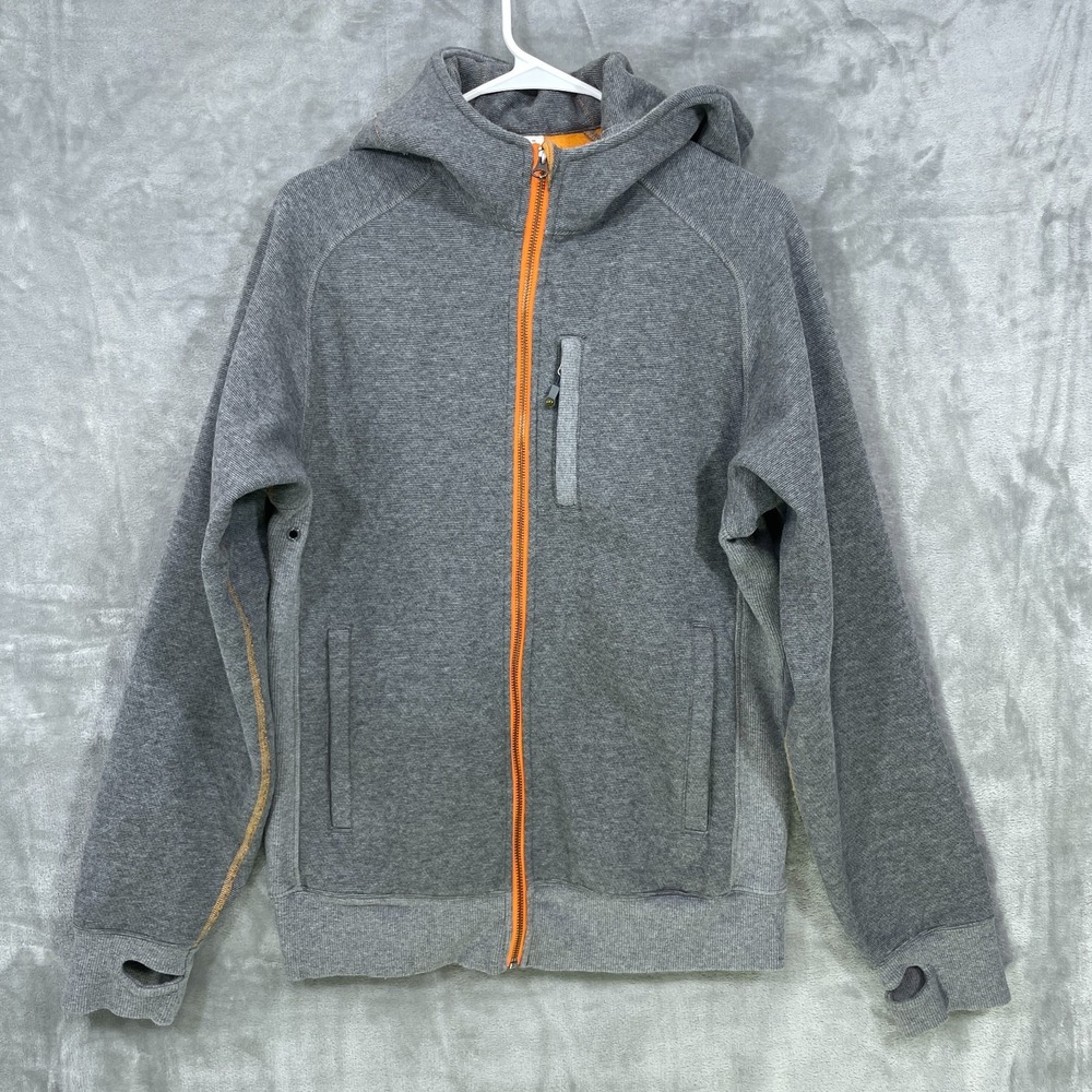 LULULEMON Men's Size M Gray/Orange Heavyweight Full Zip Scuba Hoodie